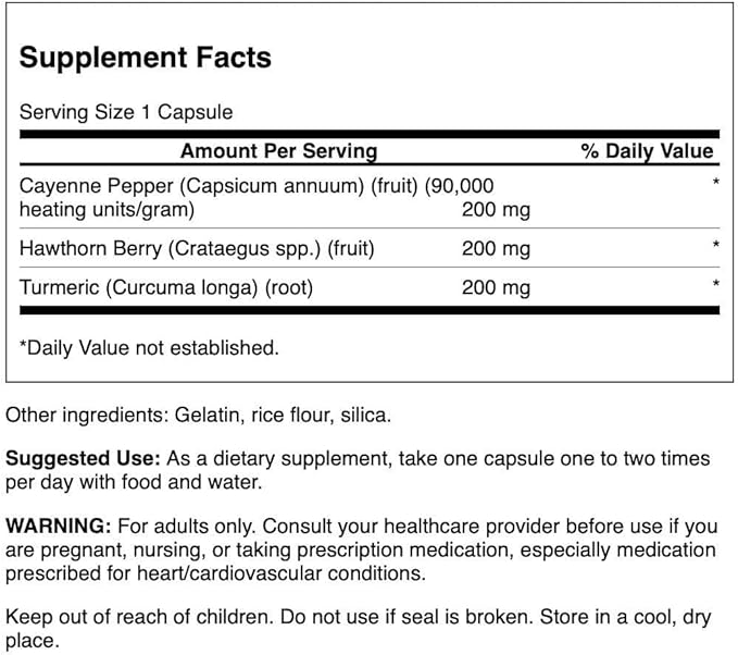 Swanson Full Spectrum Turmeric Hawthorn & Cayenne 60 Capsules