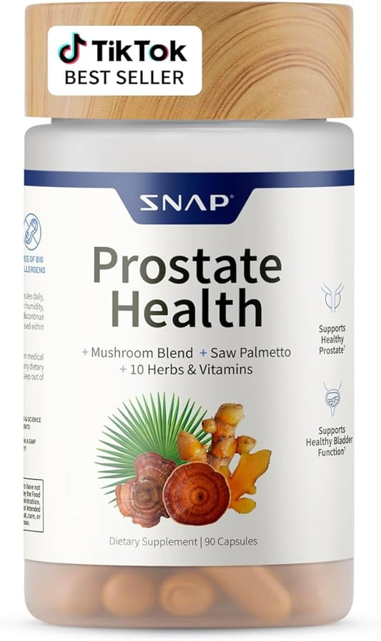 Snap Supplements Prostate Health Support Supplement, Saw Palmetto for Men Plus Stinging Nettle Root, Magnesium Citrate, Zinc and Plant Sterols, Supports Male Urinary Tract Health, 90 Capsules
