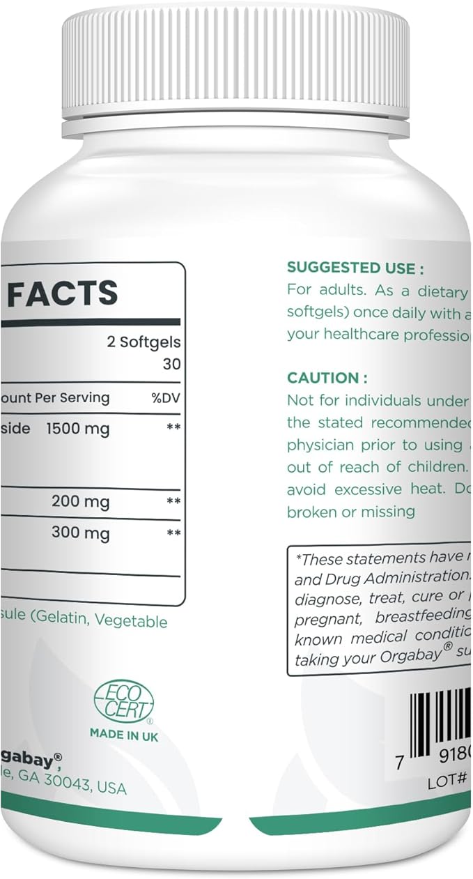 Liposomal Nicotinamide Riboside 2000 MG with TMG and Pterostilbene, Boosting NAD+, Support Healthy Aging, 60 Count