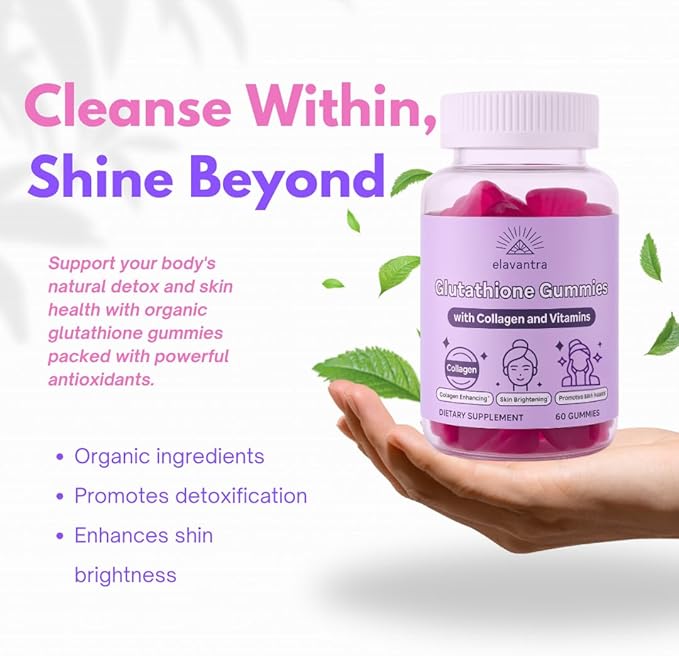 Glutathione Gummies with Collagen | 1000mg Glutathione with Vitamin C & Vitamin E | 30 Day Supplement | Skin Whitening Collagen Gummies | Liposomal Supplement