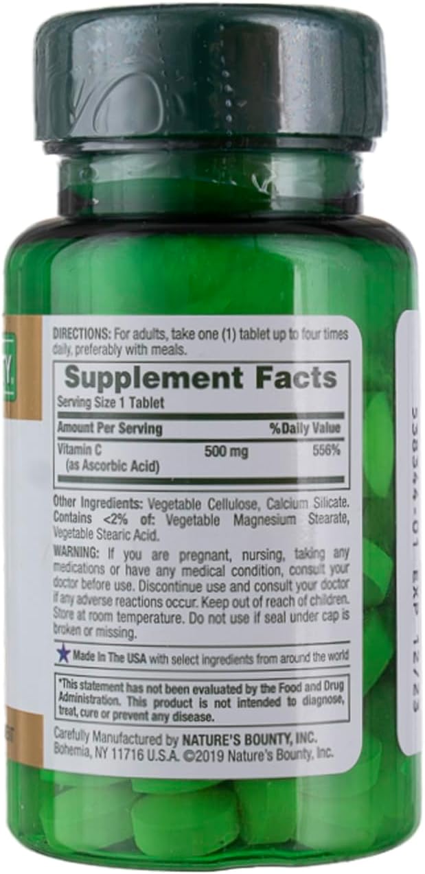 Nature's Bounty Vitamin C, 500mg, 100 Tablets