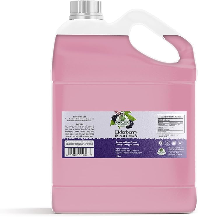 Elderberry Extract 100X Strength Tincture - Organic Immune Support & Wellness Supplement | Elderberry Syrup Organic Extract Liquid (128 Fl Oz)