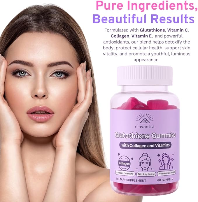 Glutathione Gummies with Collagen | 1000mg Glutathione with Vitamin C & Vitamin E | 30 Day Supplement | Skin Whitening Collagen Gummies | Liposomal Supplement