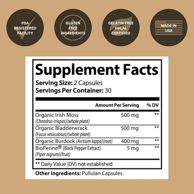 Black Girl Vitamins - Irish Sea Moss Capsules (500 mg) for Immune Support - Organic Sea Moss