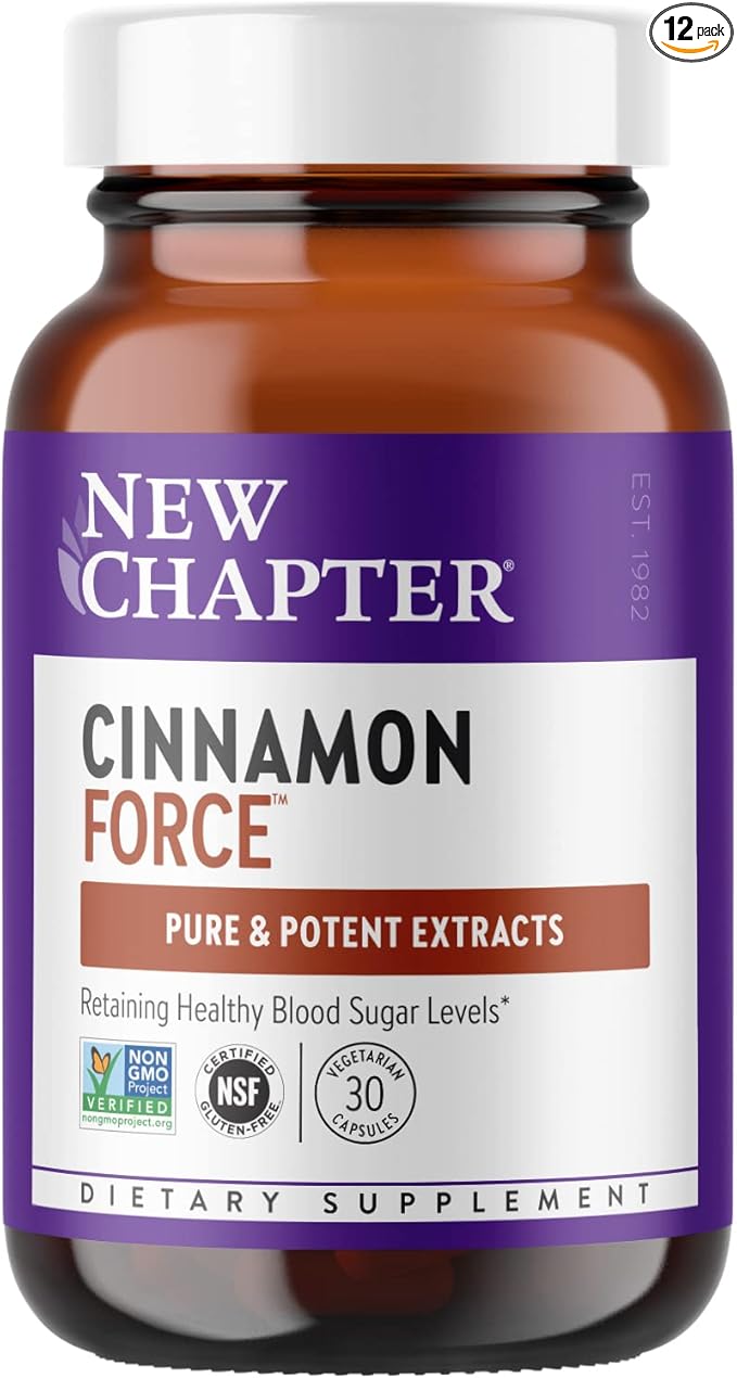 New Chapter Cinnamon Supplement - Cinnamon Force for Antioxidant Action + Non-GMO Ingredients - 30 ct Vegetarian Capsules