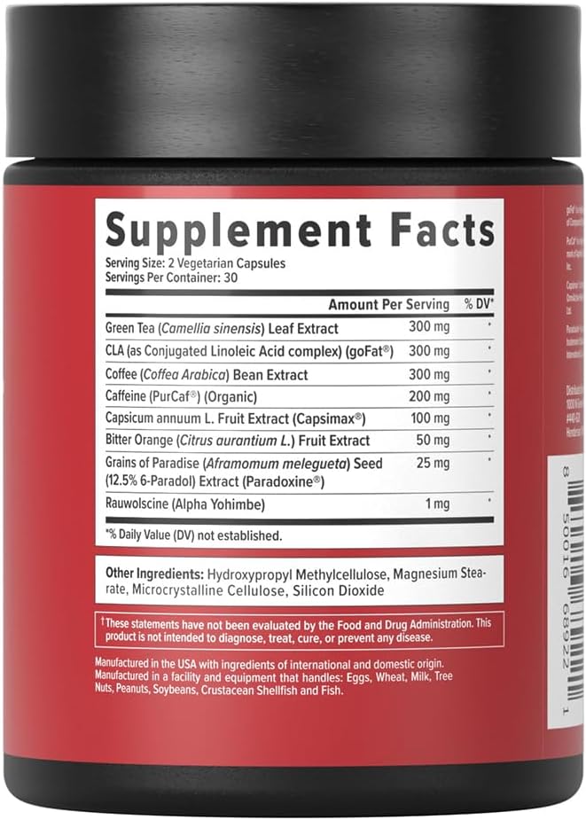 Inno Shred Fat Burner for Men and Women with 100mg Capsimax, Grains of Paradise, Organic Caffeine, Green Tea Extract, Appetite Suppressant, Weight Loss (60 Veggie Capsules) | (with Stimulant)
