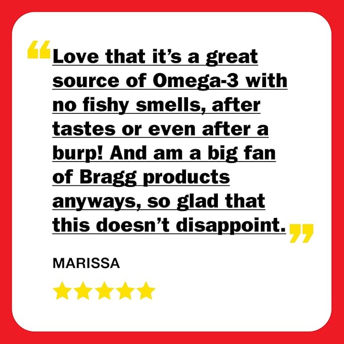BRAGG Omega-3 Supplement Capsules with DHA and EPA - 90 Vegan Softgels - Sustainably-Sourced Marine Algae - Helps Reduce Inflammation - Supports Eye and Brain Health