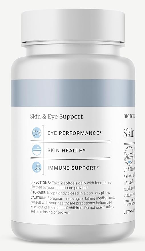Skin & Eye Health | Wild Alaskan Salmon Oil with Astaxanthin | Lutein | Pro-Resolving Mediators | Vitamins A&D | Gluten-Free | 60 Softgels