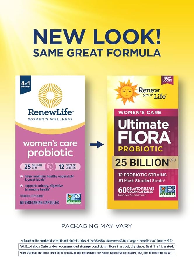 Ultimate Flora Probiotics for Women 25 Billion CFU Delayed Release Vegan Capsules | Vaginal | Digestive Health | Immune Health | Dairy Free | 60 Count