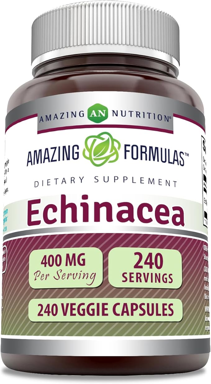 Amazing Formulas Echinacea Supplement | 400 Mg per Serving | 240 Veggie Capsules | Non-GMO | Gluten-Free | Made in USA
