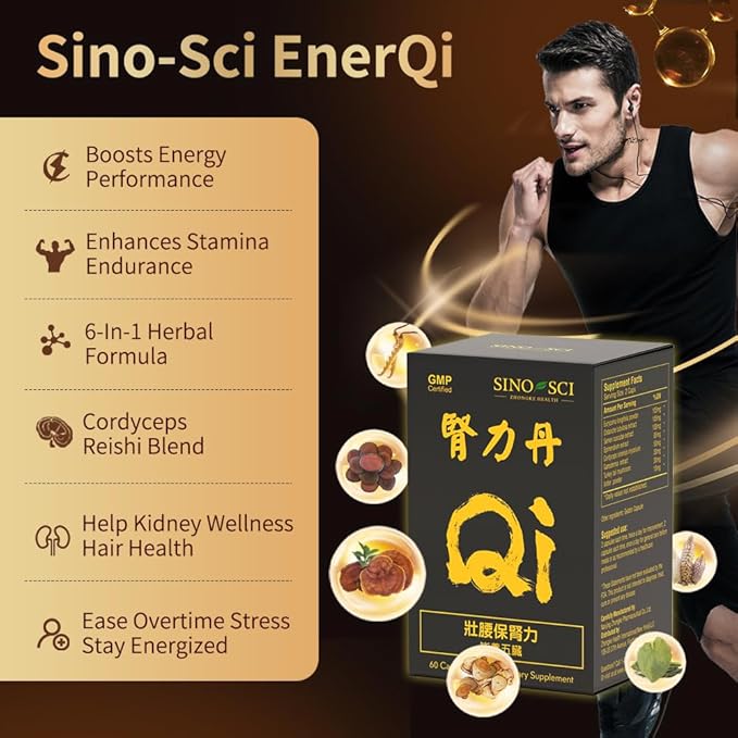 EnerQi, Energy Booster & Support Stamina, Kidney Health Supplement, 60 Caps (1 Bottle)