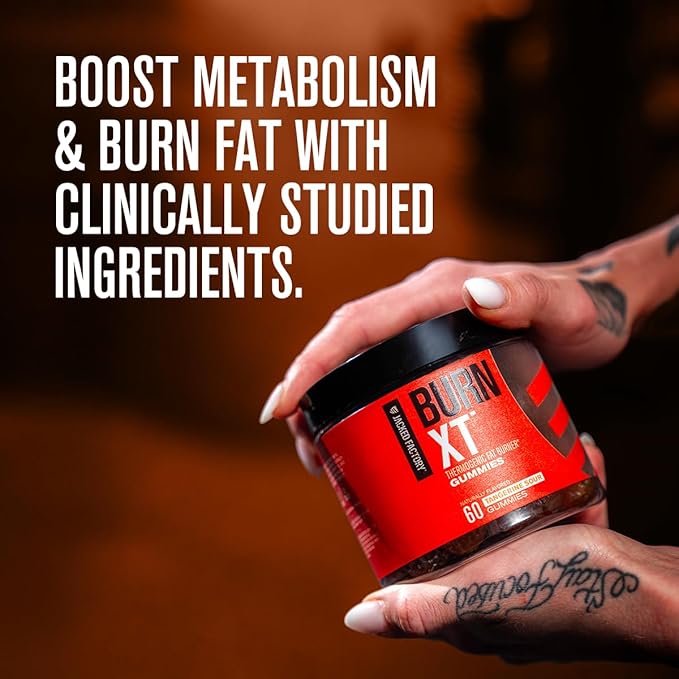 Jacked Factory Burn-XT Weight Loss Gummies - Thermogenic Fat Burner & Appetite Suppressant Gummies with Acetyl-L-Carnitine HCL, MitoBurn, & Caffeine - 60 Gummies, Tangerine Sour