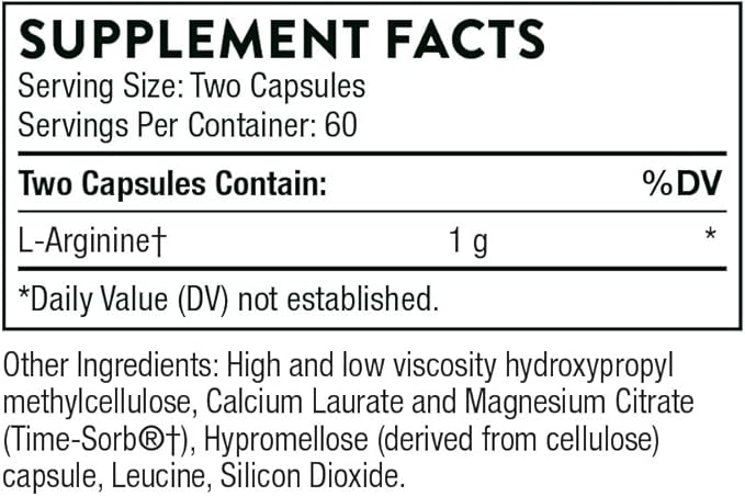 THORNE L-Arginine Sustained Release (Formerly Perfusia-SR) - Support Heart Function, Nitric Oxide Production, and Optimal Blood Flow* - 120 Capsules - 60 Servings