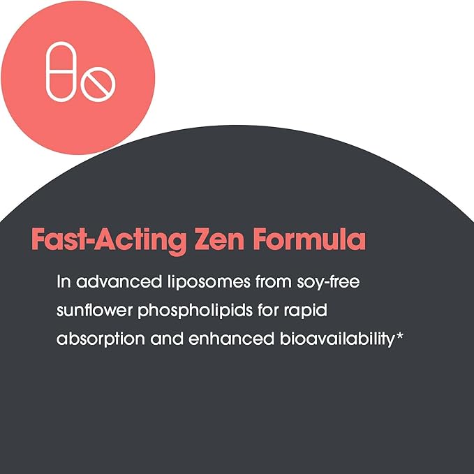 Allergy Research Group Liposomal Zen - L-Theanine Liquid Supplement, GABA Calming Support, Sleep Liposomal, Day or Night, Sunflower Phospholipids, Fast-Acting Zen Formula - 1.7 Fl Oz