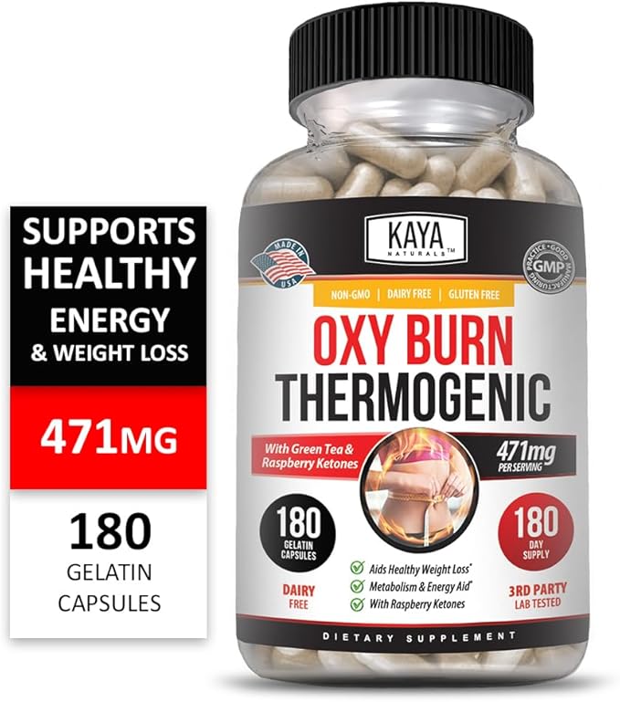 Kaya Naturals Oxy Burn - Thermogenic Herbal Formula for Active Living – Non-GMO & Gluten-Free – 180 Count