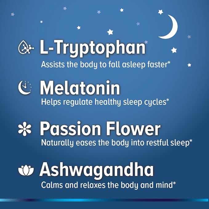 Relaxation Sleep Aid, Natural Non-Habit Forming, Sleep Supplement Developed to Support for Longer & Better Sleep, Chamomile, Magnesium, Melatonin, Ashwagandha, GABA, Drug-Free (180 Count)