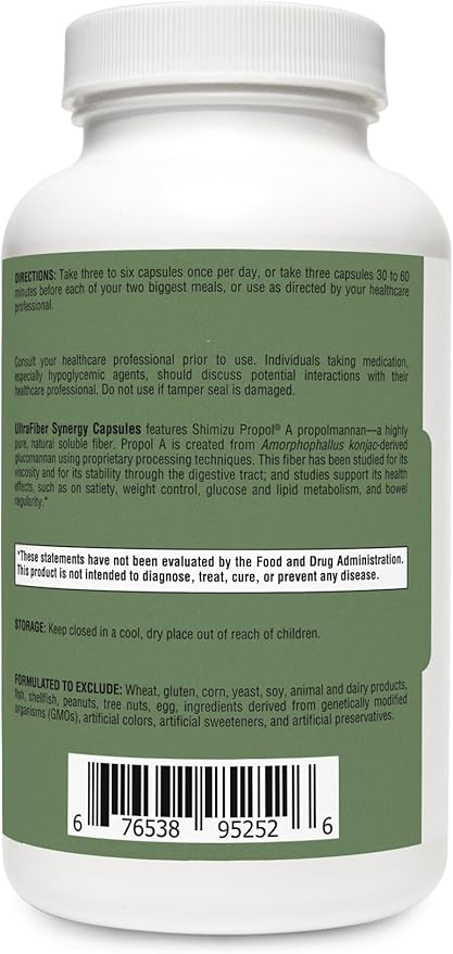 UltraFiber Lean Capsules by RetzlerRx - 100% Natural and Soluble Propolmannan Fiber - Supports Satiety and Healthy Bowel Movements