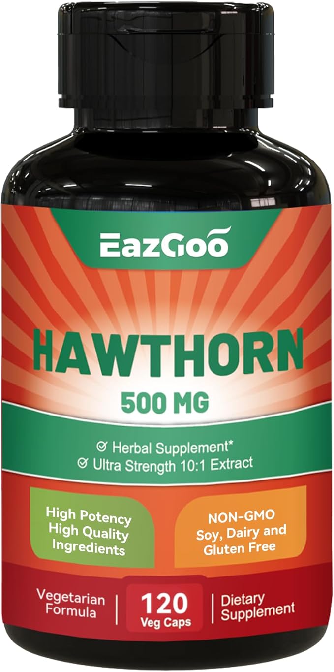 Hawthorn Berry Capsules, Extra Strength Hawthorn Berry Supplement, 120 Vegan Capsules