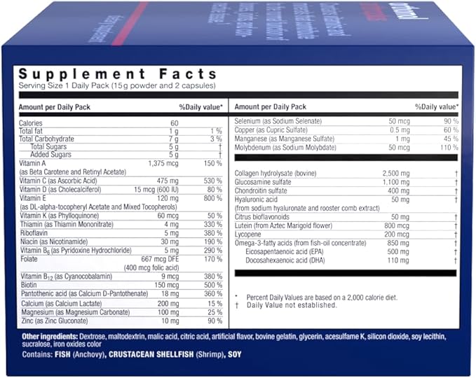 Orthomol Arthroplus, 30-Day Supply, Advanced Bone & Joint Health Supplement with Collagen, Glucosamine & Chondroitin, Advanced Version of Orthomol Osteo