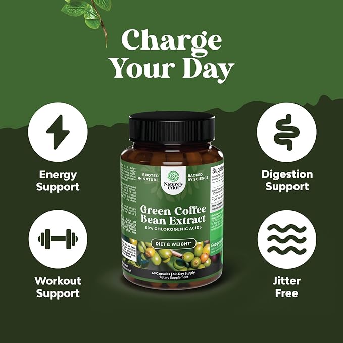 Bundle of Pure Green Coffee Bean Extract for Antioxidant Heart Health Mental Focus and Size Reduction and Cleanse and Detox Activated Charcoal Capsules for Bloating Relief and Body Detox Cleanse