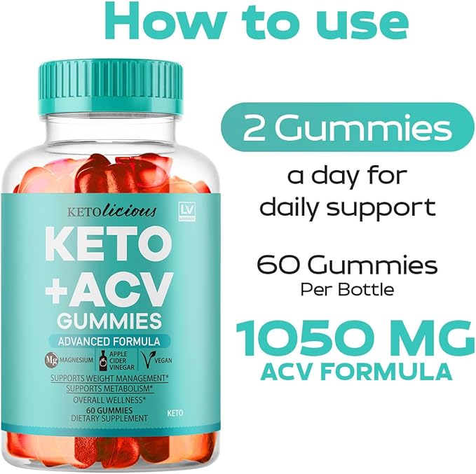 (3 Pack) Ketolicious Keto ACV Gummies, Ketolicious Gummys Advanced Formula 1050MG, All Natural Premium Plus Apple Cider Vinegar Gummy Maximum Strength Gomitas Reviews, 180 Gummies for 3 Months