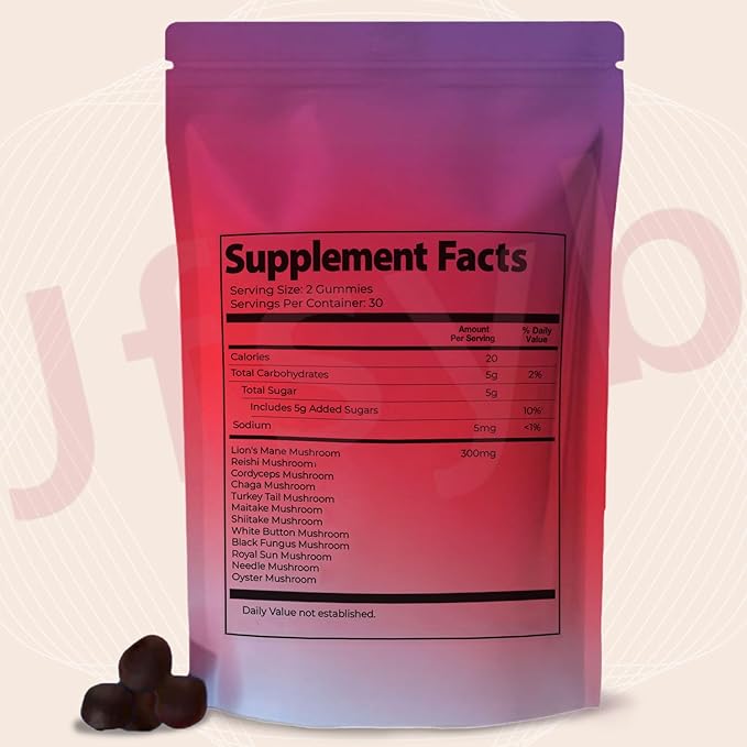 Sky Nutrition Mushroom Gummies,12 Mushroom Blend with Chaga, Lions Mane, Reishi, Cordyceps - 60 Gummies - Support Cognitive Function, Immune Health & Energy