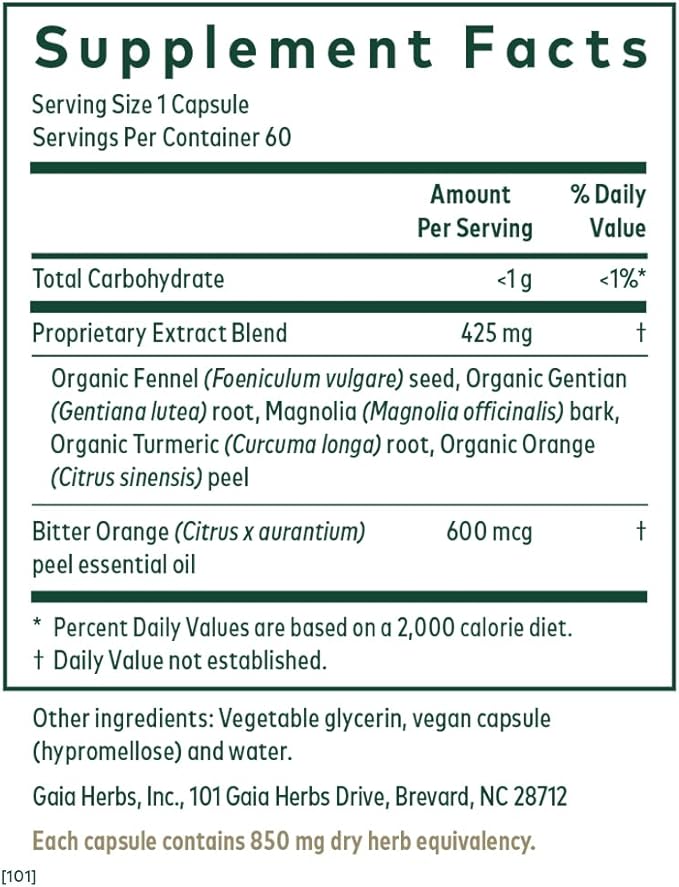 Gaia Herbs Pro MMC Restore - Digestive Health Supplement for Upper Gastric Motility - Contains Fennel Seed, Turmeric Root, Gentian Root & Magnolia Bark - 60 Liquid Phyto-Caps (60 Servings)