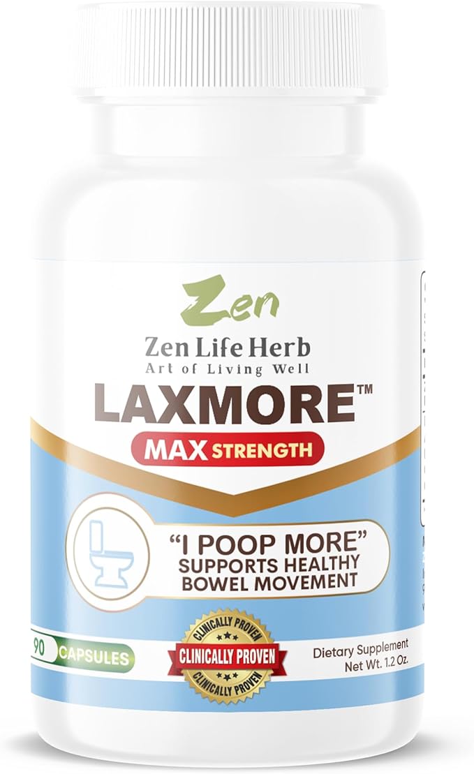 LAXMORE I Poop More Max Strength 100% Natural Plant-Based Supplement (90 Capsules)