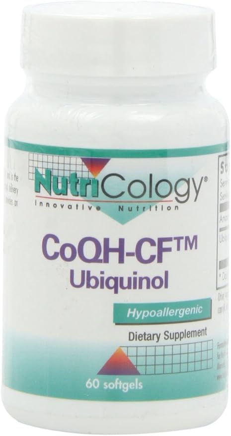Nutricology CoQH-CF Ubiquinol 100mg Supplement - Un-Oxidized CoQ10, Supports Cardiovascular Health, Immune System Support, Stable, Bioavailable, Softgels - 60 Count