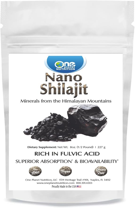 Nano Shilajit Powder 8 oz (454 Servings), 40-60% Fulvic Acid, Nano for Enhanced Absorption, Supports Overall Wellness, Non-GMO, Vegan, Gluten Free