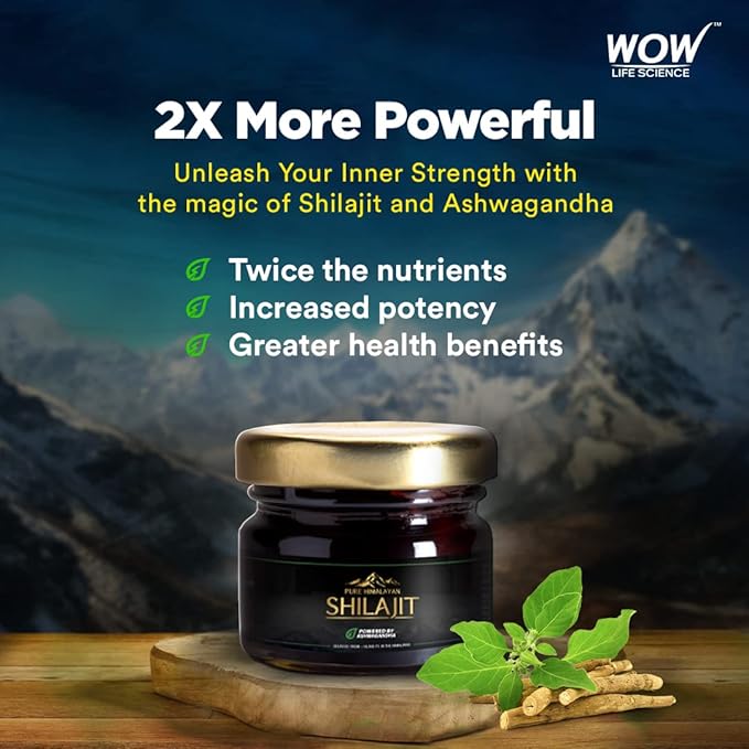 Pure Himalayan Shilajit/Shilajeet Resin Powered by Ashwagandha - 20g | Guaranteed 75%+ Fulvic Acid | Enhance Strength, Stamina & Immunity | Contains Lab Certificate