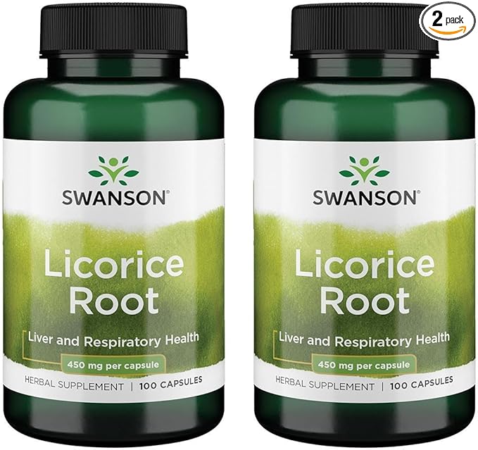 Swanson Licorice Root 450 mg 100 Caps (2 Pack)
