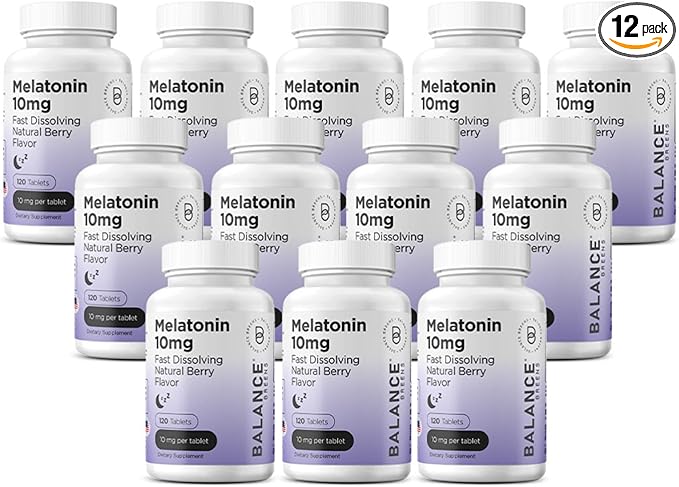 Balancebreens Melatonin 10mg Fast-Dissolve, 120 Tablets β Natural Sleep Aid for Restful Nights, Drug-Free Support for Relaxation and Tranquility