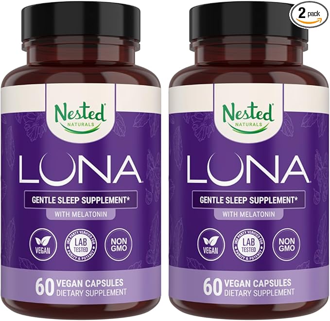 Luna Sleep Aid - Non-Habit Forming Natural Sleeping Pills for Adults with Naturally Sourced Ingredients - Valerian Root, Melatonin, Chamomile, Lemon Balm, and More - 120 Vegan Capsules
