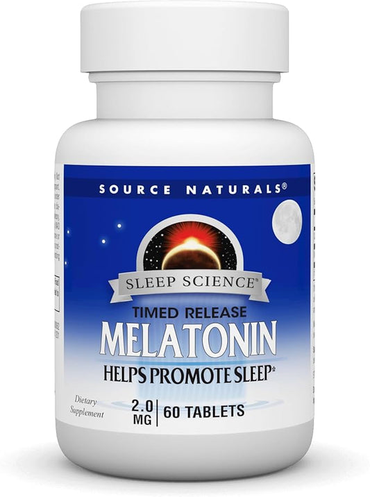 Source Naturals Melatonin, Helps Promote Sleep*, 2 mg - 60 Time-Released Tablets