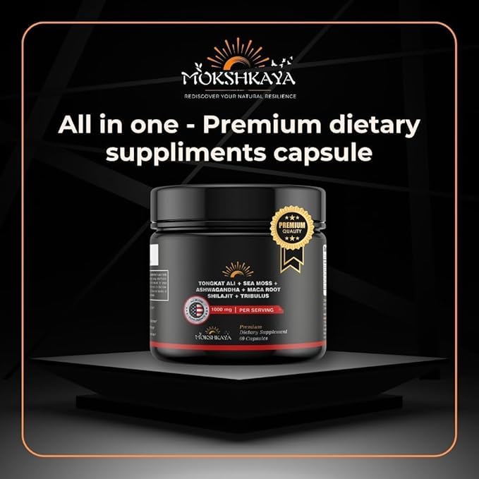 Shilajit Capsules for Men | Natural Sea Moss caps | Shilajit 1000 Mg Per Serving | Shilajit 60 Capsules for Stamina, Strength & Endurance with Fulvic Acid for Men 1000 mg Serving