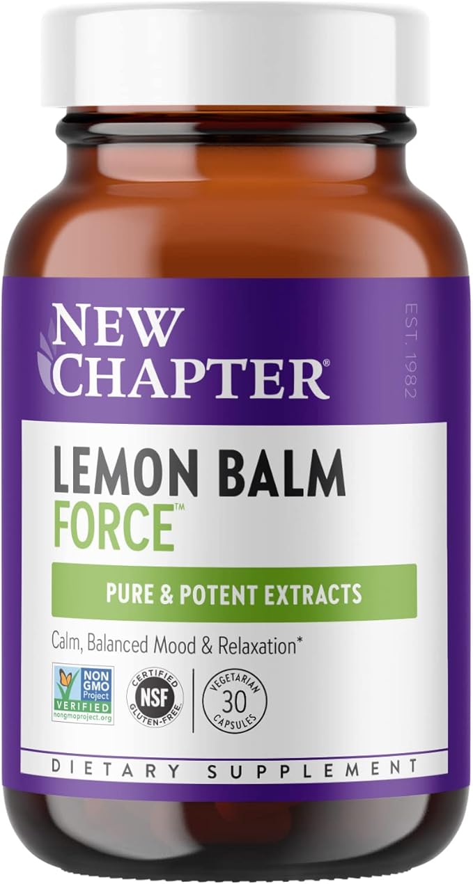 New Chapter Lemon Balm Force with Supercritical Lemon Balm for Mood Support + Immune Support + Non-GMO Ingredients - 30 ct Vegetarian Capsules