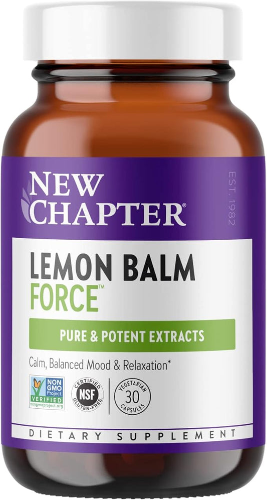 New Chapter Lemon Balm Force with Supercritical Lemon Balm for Mood Support + Immune Support + Non-GMO Ingredients - 30 ct Vegetarian Capsules