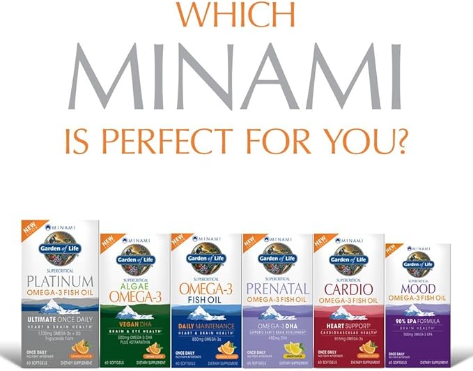 Garden of Life Minami Supercritical Platinum Omega 3 Fish Oil Supplement - Orange, 30 Softgels, Ultimate Once Daily Fish Oil Omega 3 for Heart & Brain Health, 1100mg Omega-3s + 1,000 IU Vitamin D3