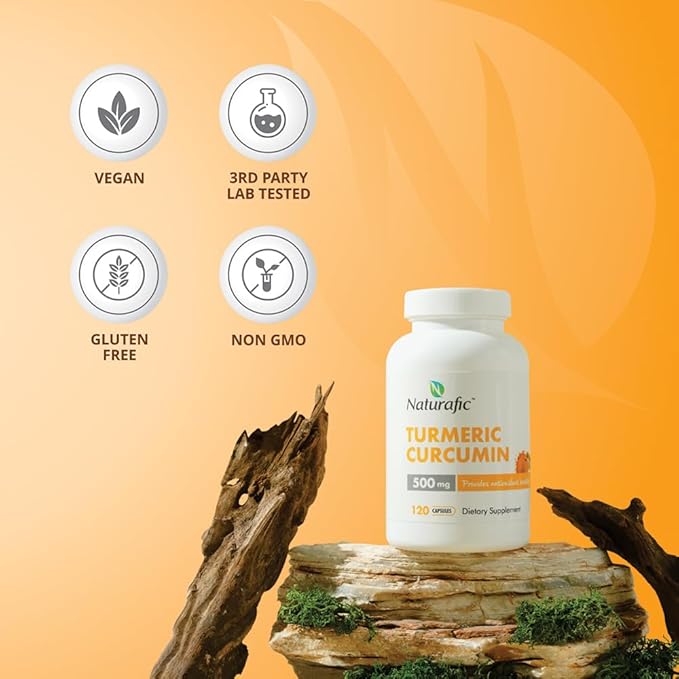 Turmeric Curcumin with Piperine Capsules - 500mg per Capsule,120 Count - Supplement with Black Pepper for Enhanced Absorption Non-GMO, Gluten-Free