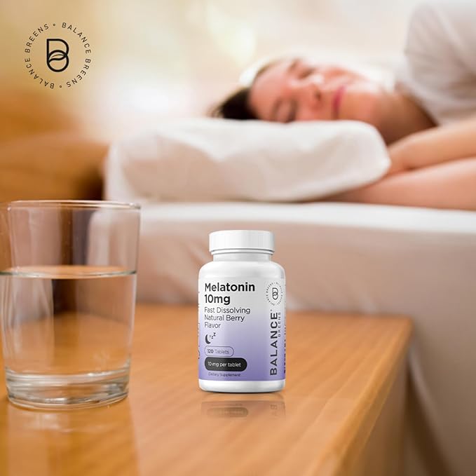 Balancebreens Melatonin 10mg Fast-Dissolve, 120 Tablets β Natural Sleep Aid for Restful Nights, Drug-Free Support for Relaxation and Tranquility