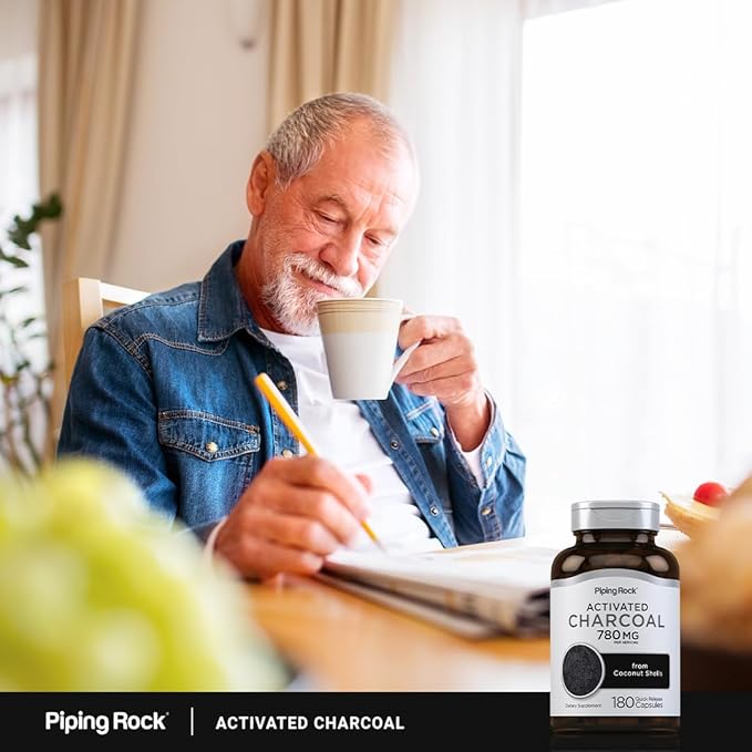 Piping Rock Activated Charcoal Pills | 780 mg | 180 Capsules | from Coconut Shells | Non-GMO, Gluten Free Supplement