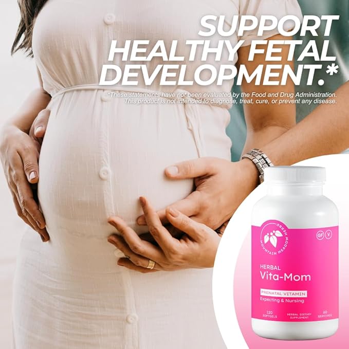Mountain Meadow Herbs Vita-MOM - Herbal Prenatal Vitamins for Women: Unique Blend of Folic Acid, Vitamins, Iron & Herbs in Soft Gel Caps - 2-Month Supply (120 ct.)