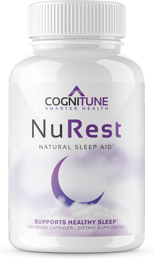 CogniTune Natural Sleep Supplement - Non Habit Forming Sleeping Pills, Non Drowsy Herbal Sleep Aid Formula w/Melatonin, Valerian Root, Lemon Balm, Chamomile, GABA, L-Theanine, Magnesium, Amino Acids