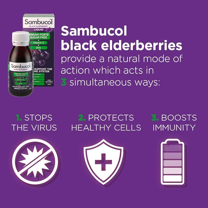 Sambucol Sugar-Free Black Elderberry Syrup - Sambucus Elderberry Syrup for Adults Immune Support, Elderberry Liquid, Elderberry Extract - 4 Fl Oz
