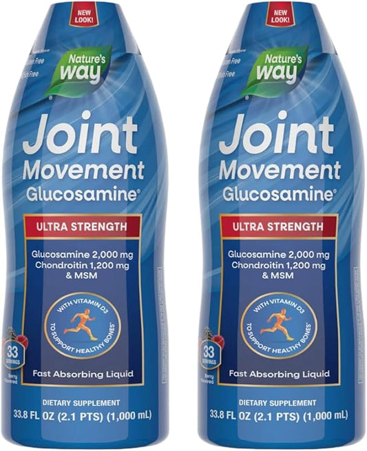 2 Pack Nature Way Joint Movement Glucosamine Extra Strength, 33.8 Ounces Bundle - Vitamins, Herbals & Dietary Shellfish Gluten Sugar Free Glucosamine & Joint Supplements for Health