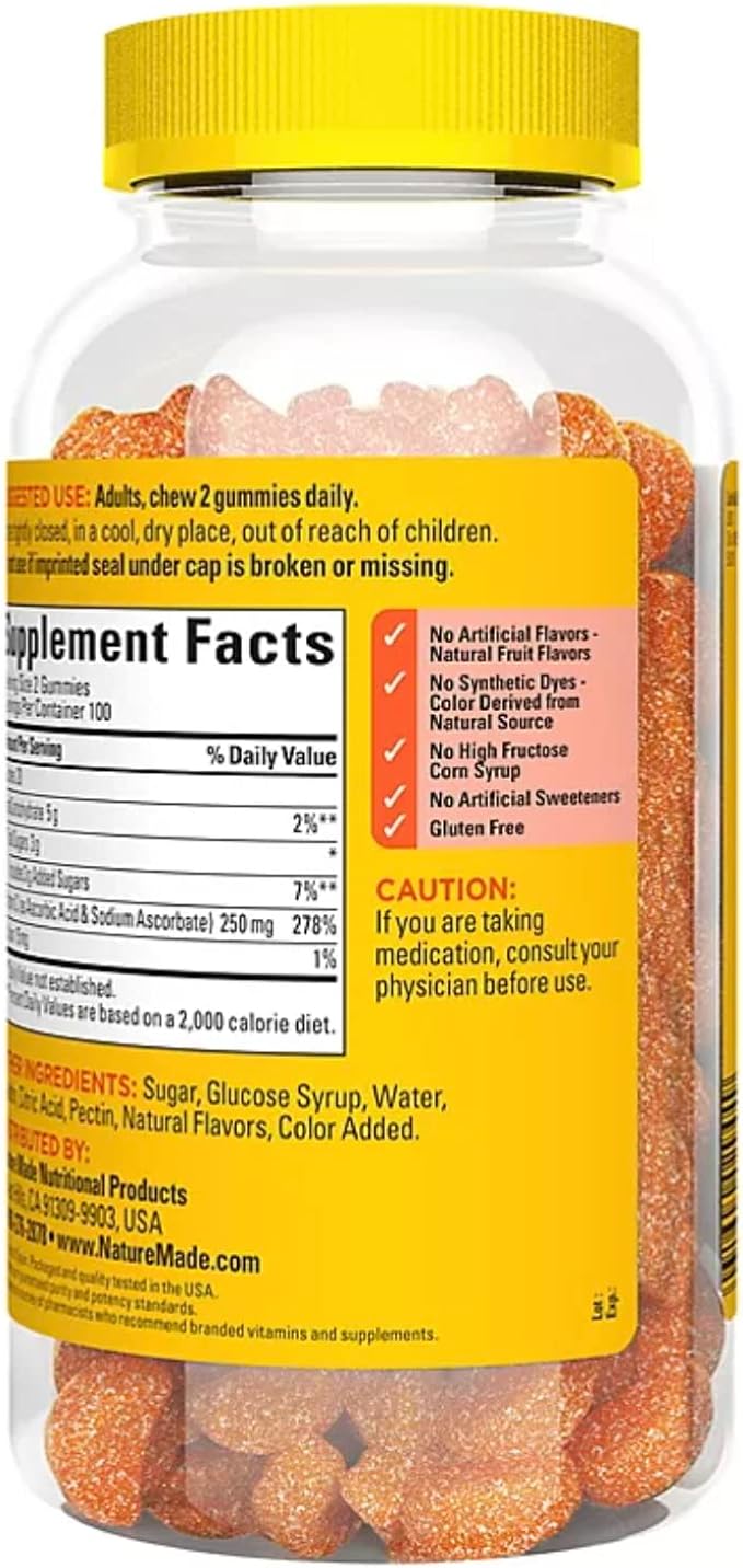 Nature Made Adult Gummies 200 CT Vitamin C Dietary Supplement, Orange