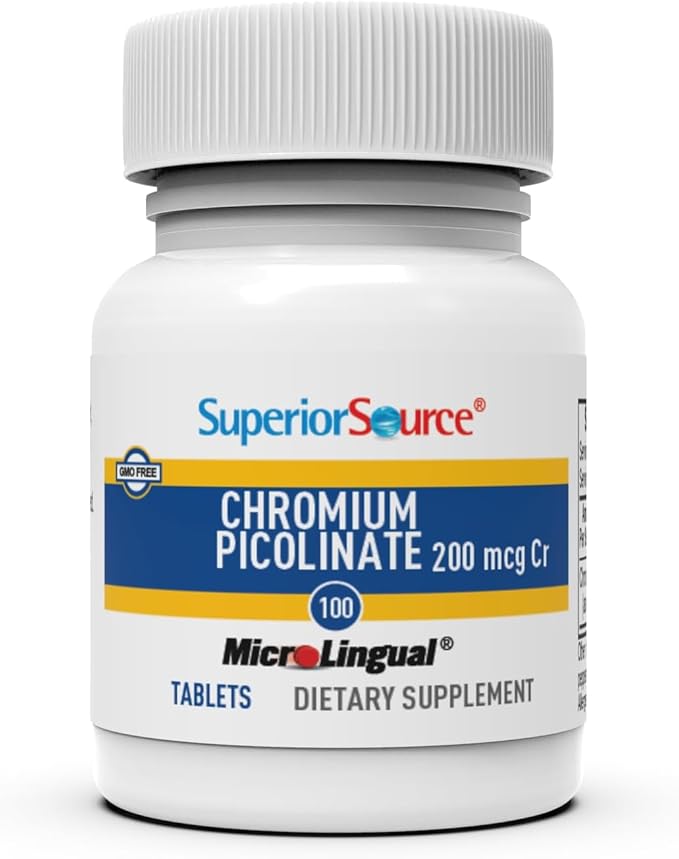 Superior Source Chromium Picolinate - Supplement Formula Supports Healthy Sugar Metabolism - 500 mcg, 50 Instant Dissolve Tablets