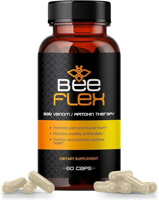 Bee Flex Joint Support Supplements - Glucosamine & Turmeric for Joint & Muscle Health, Enhanced Mobility, Flexibility, and Comfort - Natural Cartilage Support Complex - 60 Capsules (1)