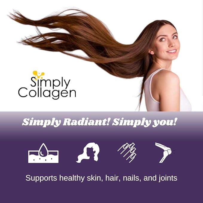 Simply Collagen® Hydrolyzed Collagen Peptides - Enhances & Strengthens Hair, Skin, Nails, Bones & Joints - Grass Fed, Type I & III - 41 Servings Per Container